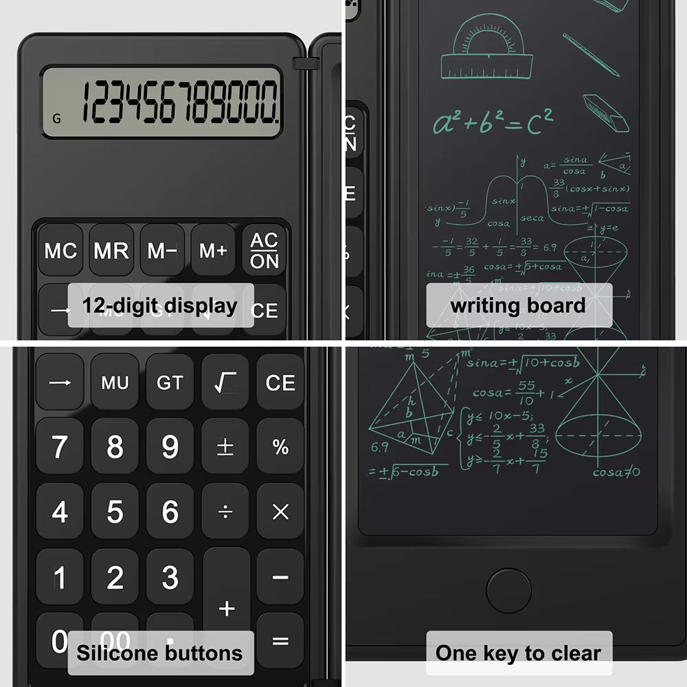 Versatile 12-Digit Portable Scientific Calculator with LCD Writing Tablet and Erase Button - Perfect for Students, Office, and Home Use