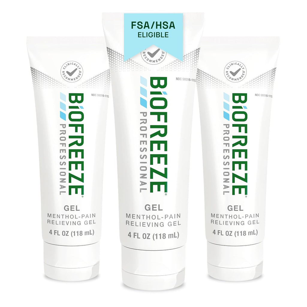 Professional Pain Relief Gel, Cooling Menthol, 4 FL OZ (3 Pack)