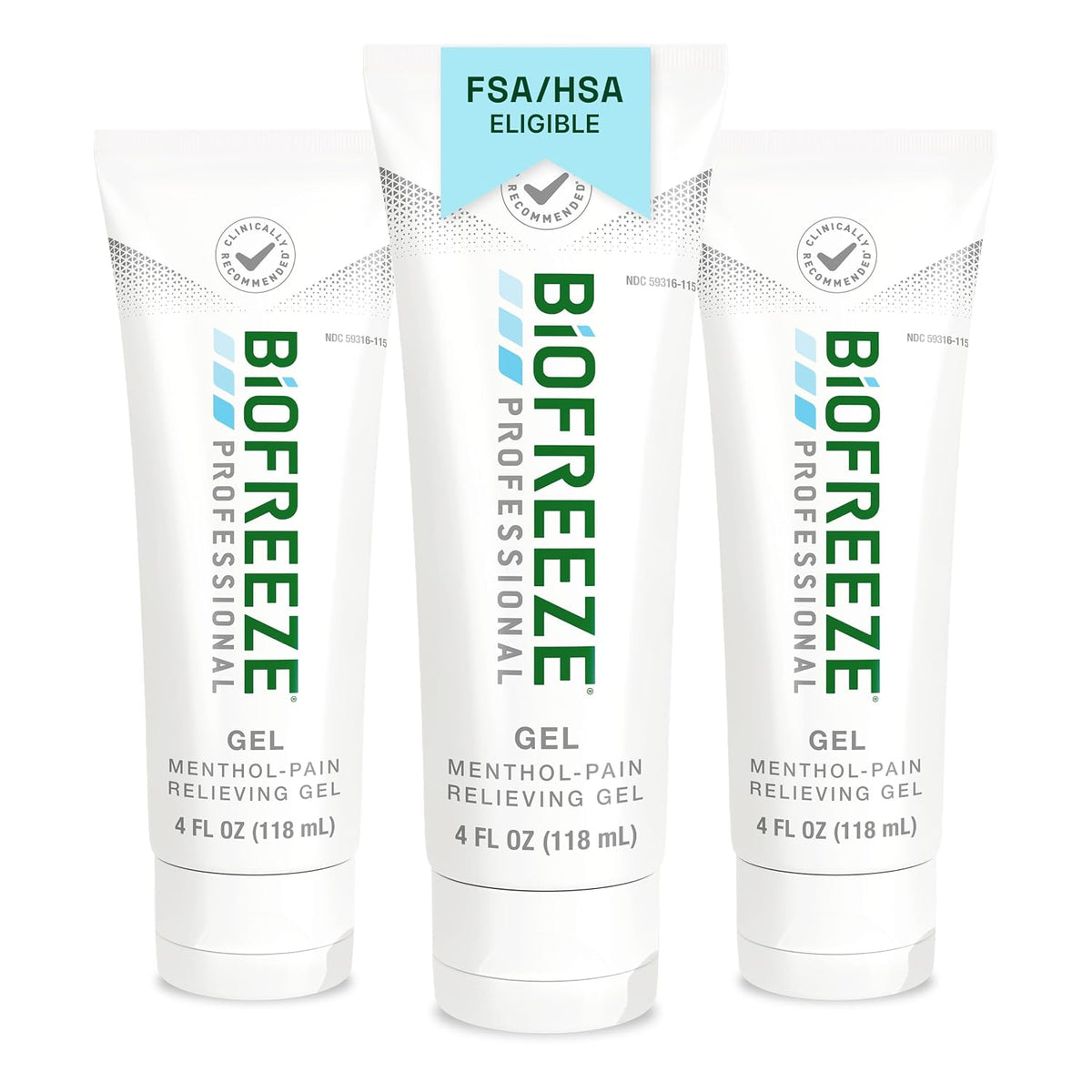 Professional Pain Relief Gel, Cooling Menthol, 4 FL OZ (3 Pack)