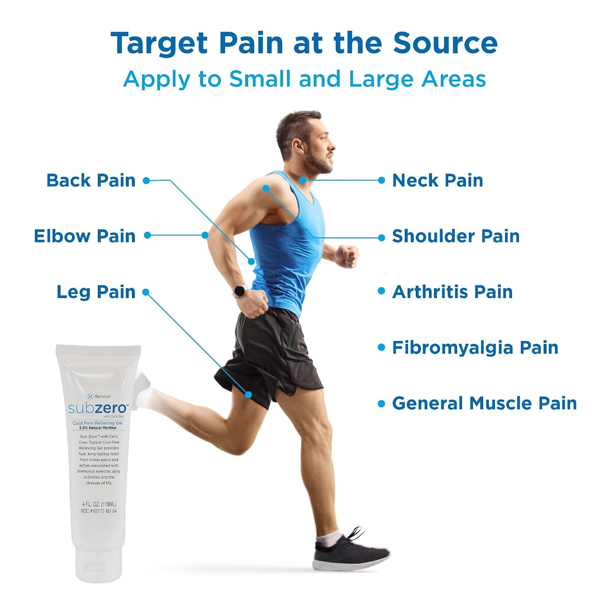 Sub Zero Cooling Pain Relief Gel, 4Oz Tube - Joint Relief and Nerve Pain Relief Cream for Muscle Deep Pain Relief and Arthritis Relief