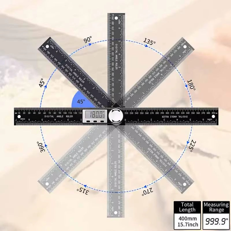 2 in 1 Angle Finder Tool for Woodworking Measurement 8 "/200 Mm, Plastic Angle Ruler with Digital Display, 360° Digital Protract