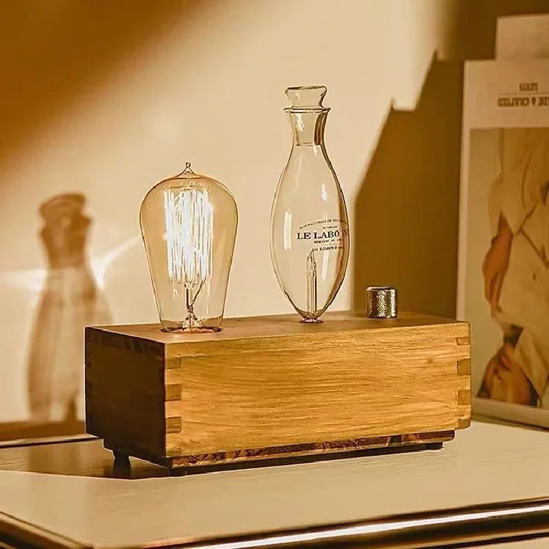 Transform Your Space with the Vintage Tungsten Filament Aroma Diffuser & Humidifier - Experience the Essence of Sandalwood Essential Oils