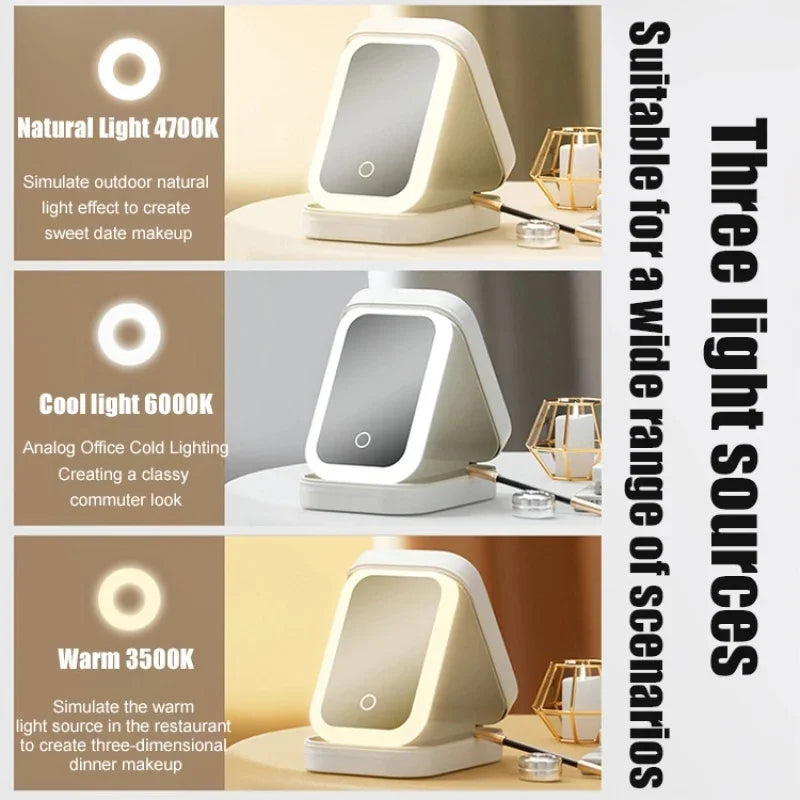 Illuminate Your Beauty Routine with the LED Mirror Makeup Storage Box - The Ultimate Portable Travel Makeup Case!