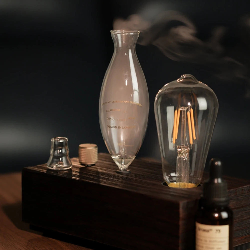 Transform Your Space with the Vintage Tungsten Filament Aroma Diffuser & Humidifier - Experience the Essence of Sandalwood Essential Oils